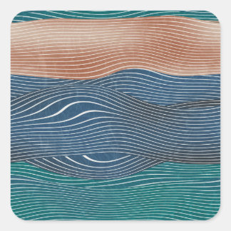 Natural landscape hills: seamless pattern. square sticker