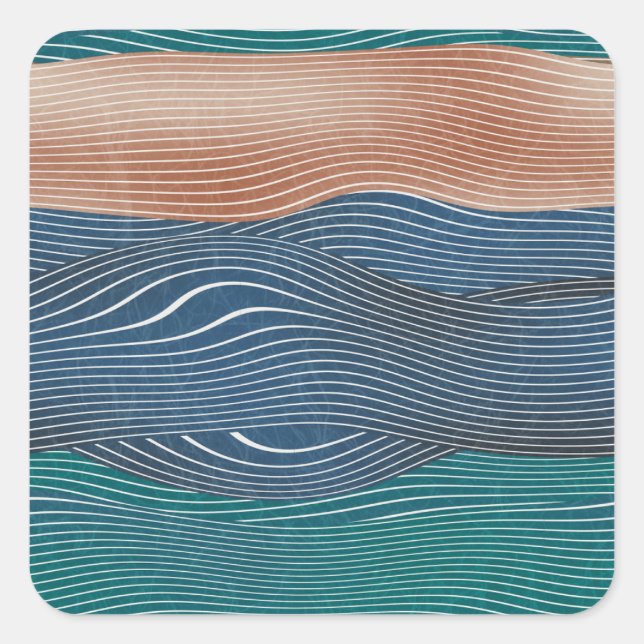 Natural landscape hills: seamless pattern. square sticker (Front)