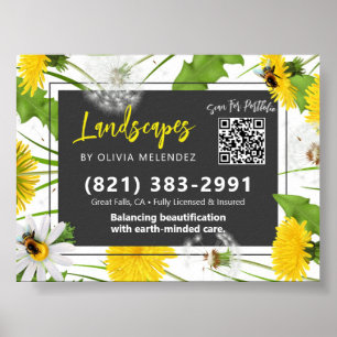  Natural Lawn Care Service Promo Dandelion & Bees Poster