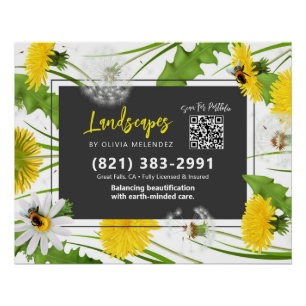  Natural Lawn Care Service Promo Dandelion & Bees Poster