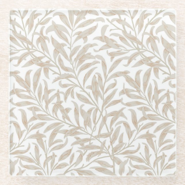 Natural Leaf/Gold Glitter Coaster (Front)