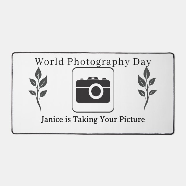 Natural Leaves Monochrome Photography Name Desk Mat (Front)