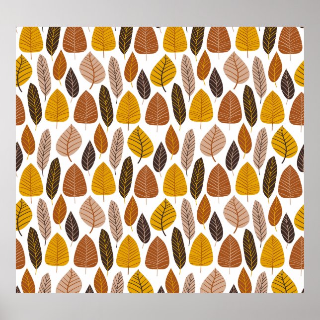 Natural Leaves: Neutral Seamless Pattern. Poster (Front)