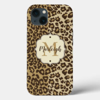 Natural Leopard Print Custom Monogram Name