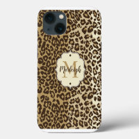 Natural Leopard Print Custom Monogram Name