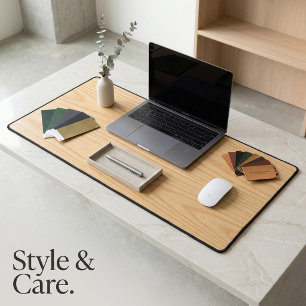 Natural Light Oak Wood Grain Texture Desk Mat