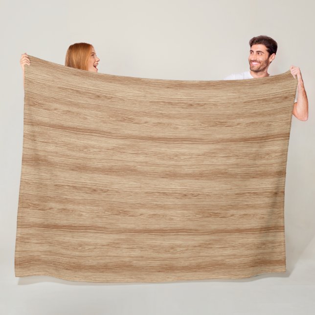 Natural Light Oak Wood Grain Texture Fleece Blanket (In Situ)