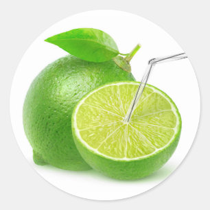 Natural lime juice classic round sticker