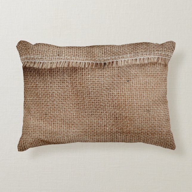 Natural line texture backgroundcoffee, sack, abstr decorative cushion (Front)