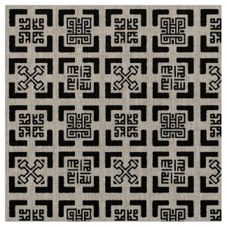 Natural Linen Adinkra-Kufic Tapestry Fabric