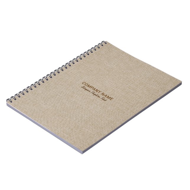 Natural Linen Burlap Fabric Look  Notebook (Left Side)