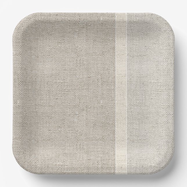 Natural Linen Fabric Colours Timeless  Paper Plate (Front)