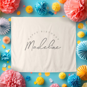 Natural Linen Personalised Birthday Banner Tapestry