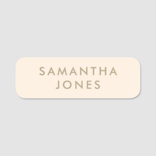 Natural Linen Simple Minimalist Modern Name Tag