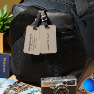 Natural Linen Texture Fabric Luggage Tag