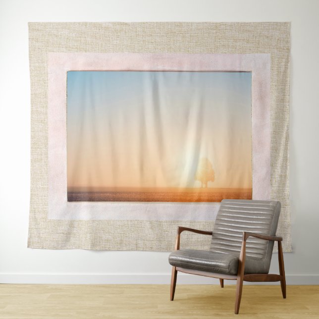 Natural Linen Texture Window with the View Tapestry (In Situ (Horizontal))