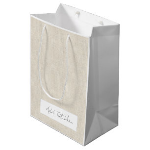 Natural Linen Timeless Add Own Text Chic Multi Use Medium Gift Bag