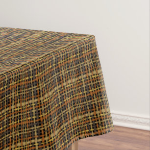 Natural Looking Graphical Woven Strings Black Tablecloth
