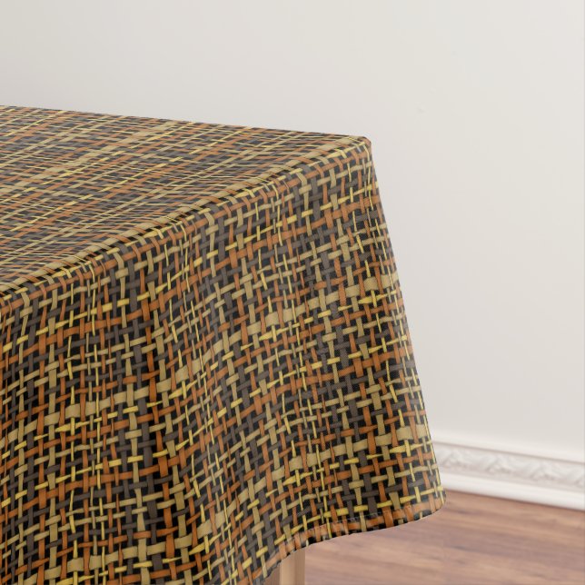 Natural Looking Graphical Woven Strings Black Tablecloth (In Situ)