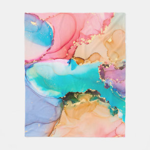 Natural luxury abstract fluid art painting in alco fleece blanket