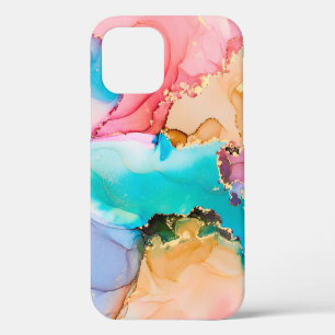Natural luxury abstract fluid art painting in alco iPhone 12 case