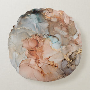 Natural luxury abstract fluid art painting in alco round cushion