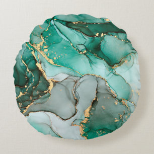 Natural luxury abstract fluid art painting in alco round cushion