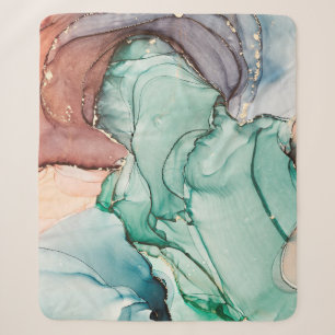 Natural luxury abstract fluid art painting in alco sherpa blanket