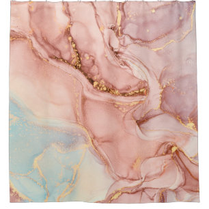 Natural luxury abstract fluid art painting in alco shower curtain
