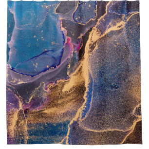 Natural luxury abstract fluid art painting in alco shower curtain