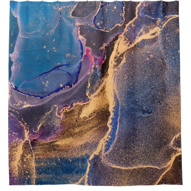 Natural luxury abstract fluid art painting in alco shower curtain (Front)