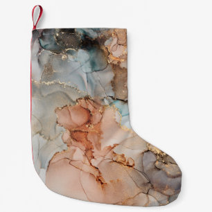 Natural luxury abstract fluid art painting in alco small christmas stocking