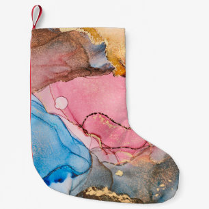 Natural luxury abstract fluid art painting in alco small christmas stocking