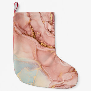 Natural luxury abstract fluid art painting in alco small christmas stocking
