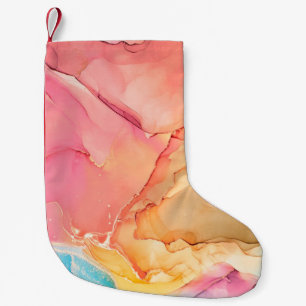 Natural luxury abstract fluid art painting in alco small christmas stocking