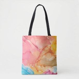 Natural luxury abstract fluid art painting in alco tote bag