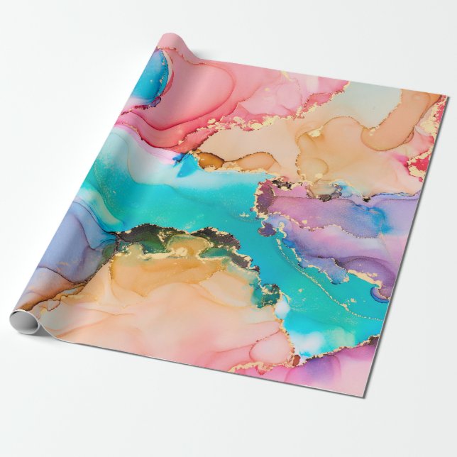 Natural luxury abstract fluid art painting in alco wrapping paper (Unrolled)