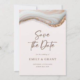 Natural Marble Agate Save the Date Invitation