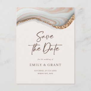 Natural Marble Agate Save the date postcard