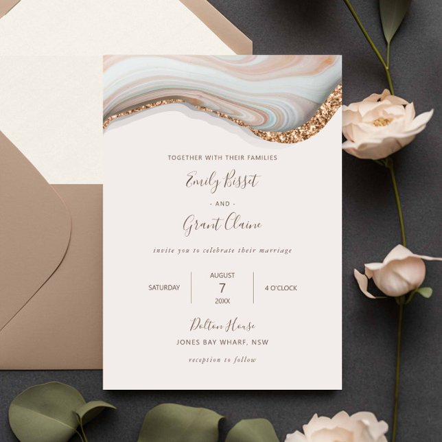 Natural Marble Agate Wedding Invitation (Creator Uploaded)