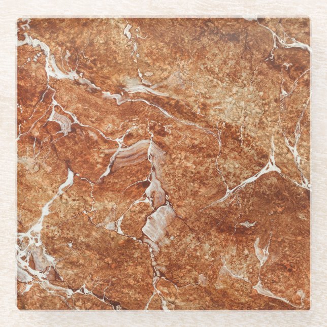 Natural Marble, Oriental Luxury Effect. Glass Coaster (Front)