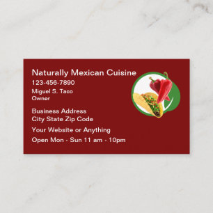 Natural Mexican Cuisine Business Cards 