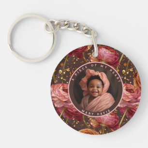 Natural minimal keepsake Ranunculus Floral Key Ring