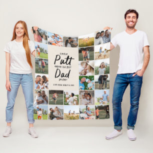 Natural multi photo modern minimal golf dad fleece blanket