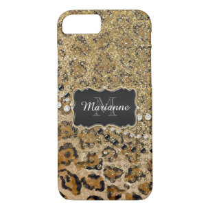 Natural n Gold Leopard Animal Print Glitter Look iPhone 8/7 Case