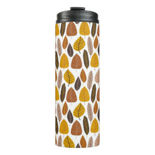 Natural neutral colors leaves seamless pattern vec thermal tumbler