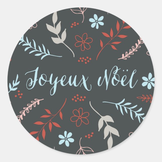 Natural Noël Christmas Holiday in Slate Classic Round Sticker (Front)