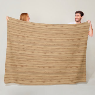 Natural Oak Wood Plank Texture with Warm Tones Fleece Blanket