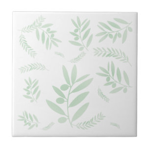 Natural Olive Branch Ceramic Tile Mediterranean