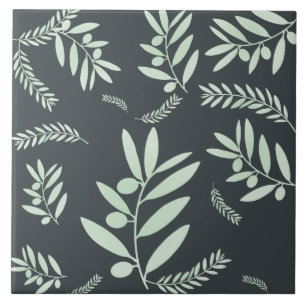 Natural Olive Branch Pattern Ceramic Tile – Style